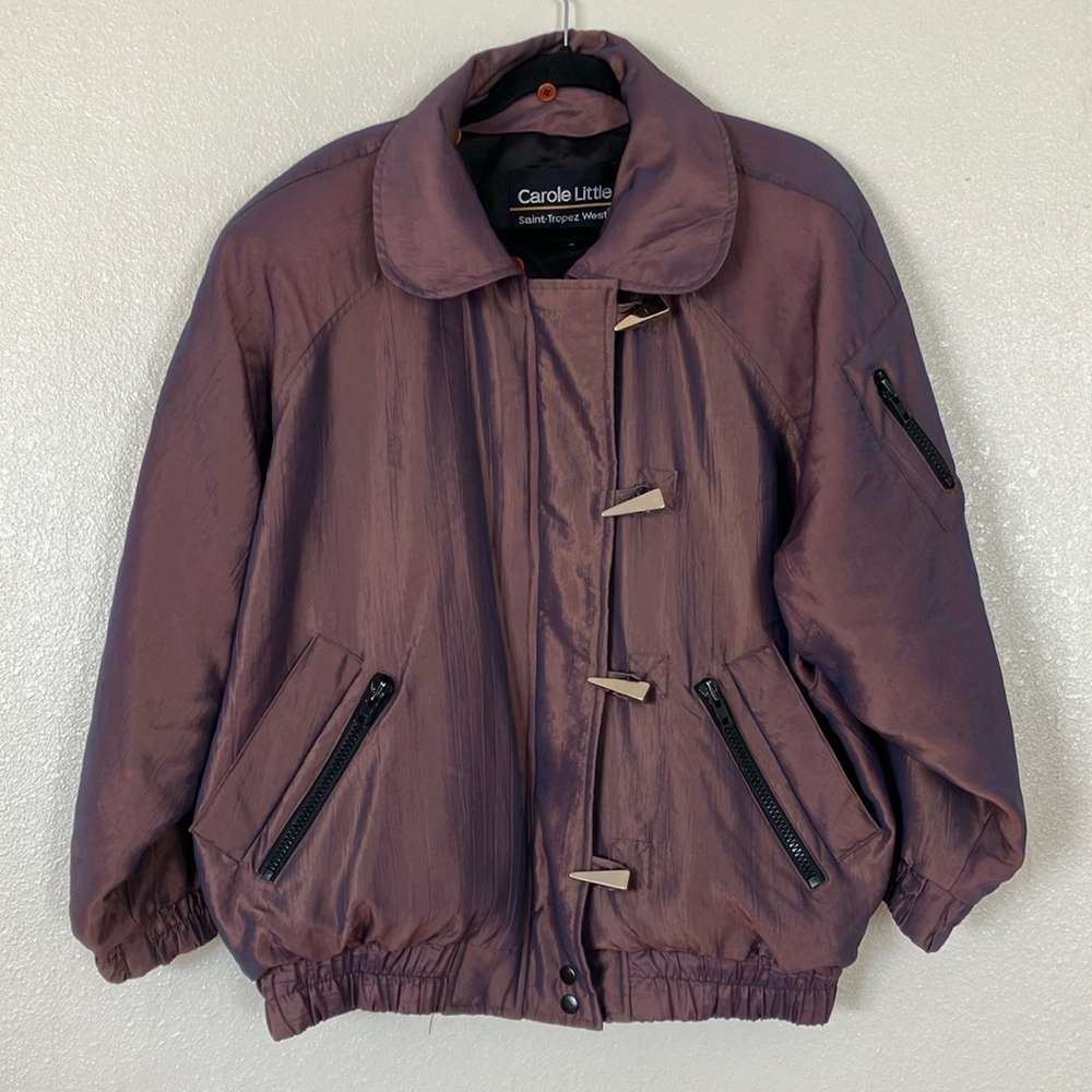 VTG Carole Little Iridescent Zip Front Oversize Coat, M